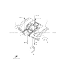GARDE BOUE ARRIERE pour Yamaha 450 2003 KODIAK_4WD YFM450FWAN 5ND3 ROMANTIQUE ROUGE