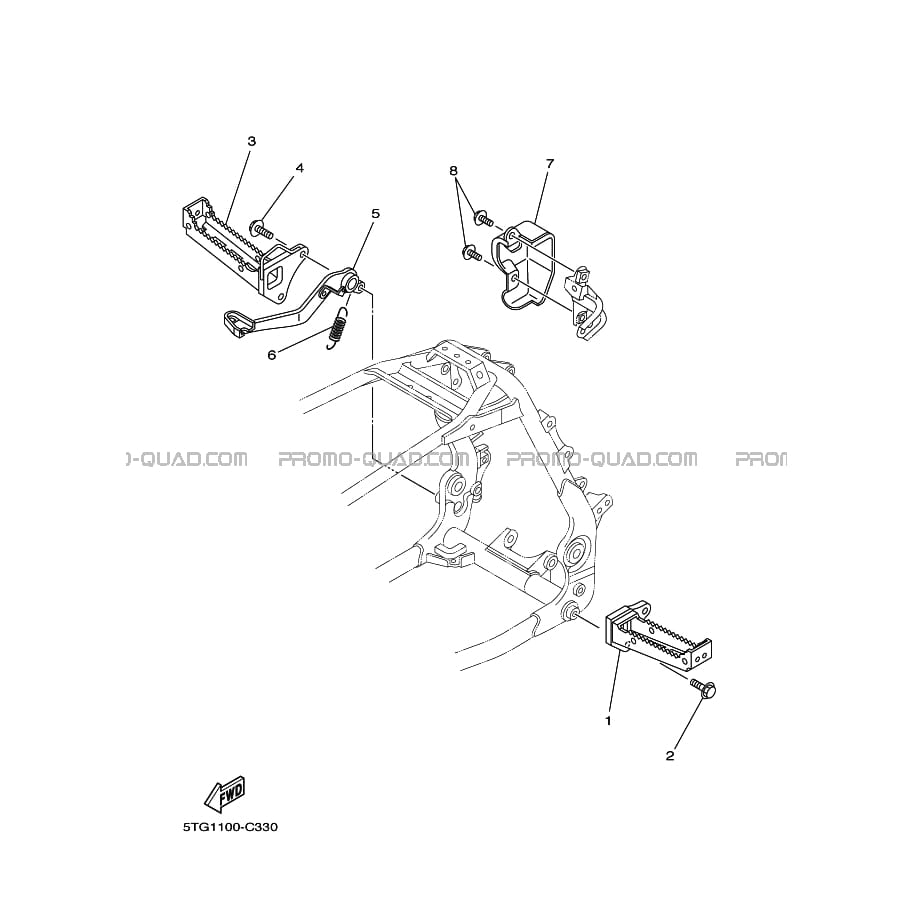 SUPPORT     REPOSE PIEDS  Yamaha  2004 450  Original parts OEMSUPPORT     REPOSE PIEDS  Yamaha  2004 450  Original parts OEM