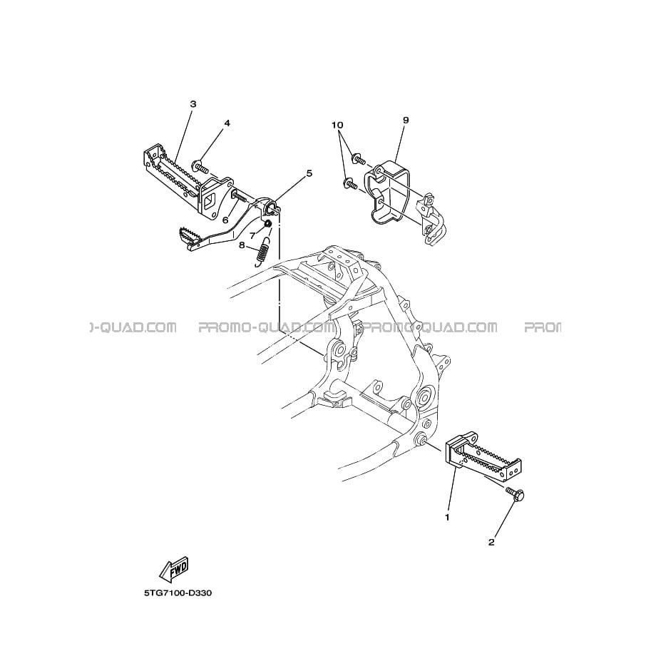 SUPPORT     REPOSE PIEDS  Yamaha  2005 450  pièces OEMSUPPORT     REPOSE PIEDS  Yamaha  2005 450  pièces OEM
