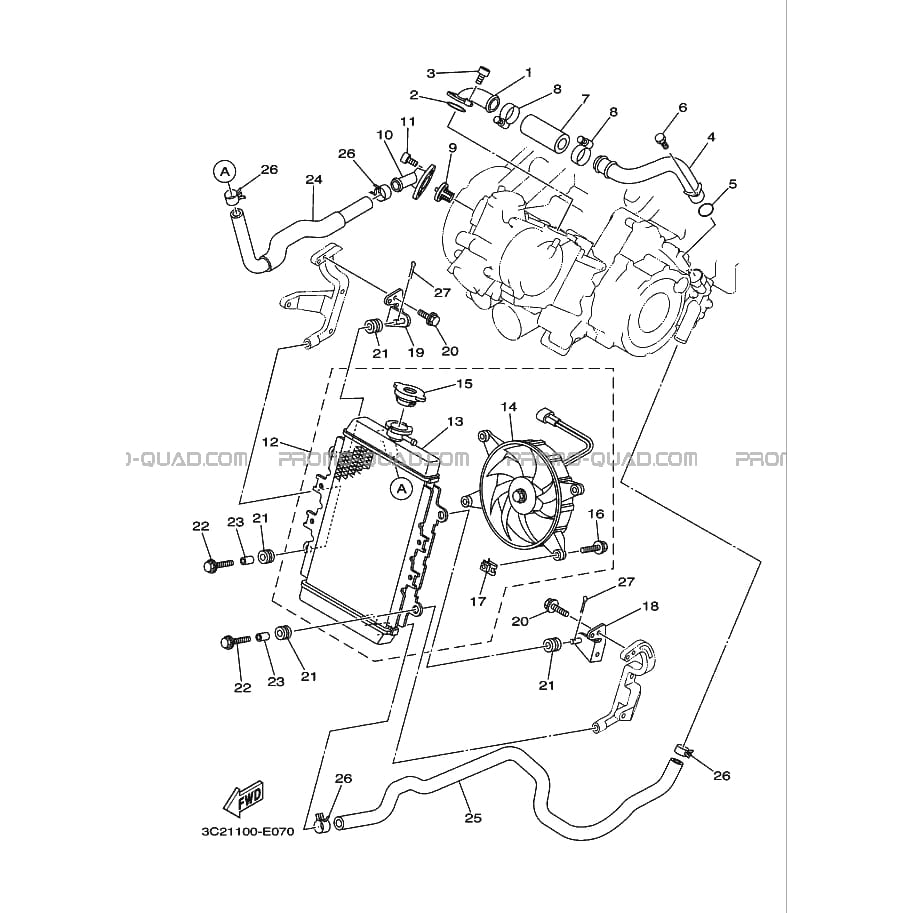 RADIATEUR     DURITES  Yamaha  2009 450  pièces OEMRADIATEUR     DURITES  Yamaha  2009 450  pièces OEM