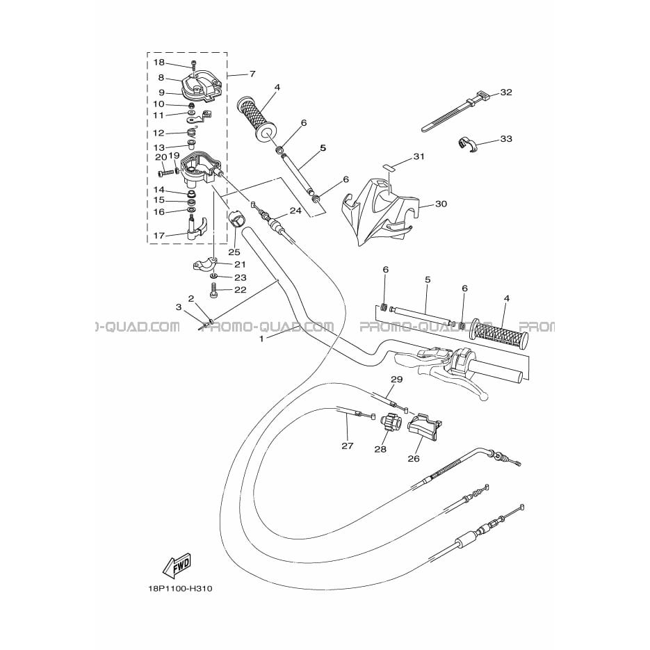 GUIDON ET CABLES  Yamaha  2011 450  pièces OEMGUIDON ET CABLES  Yamaha  2011 450  pièces OEM