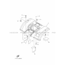 GARDE BOUE ARRIERE pour Yamaha 450 2016 GRIZZLY 450 EPS DIRECTION ASSISTEE 2LCB ROMANTIQUE ROUGE