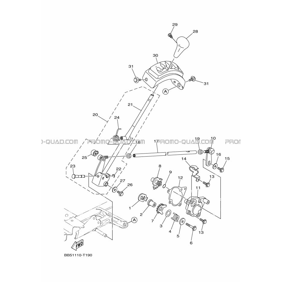 AXE DE SELECTEUR     PEDALE  Yamaha  2020 450  pièces OEMAXE DE SELECTEUR     PEDALE  Yamaha  2020 450  pièces OEM