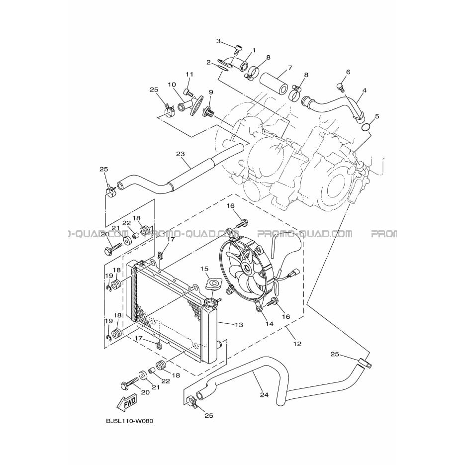RADIATEUR     DURITES  Yamaha  2021 450  pièces OEMRADIATEUR     DURITES  Yamaha  2021 450  pièces OEM