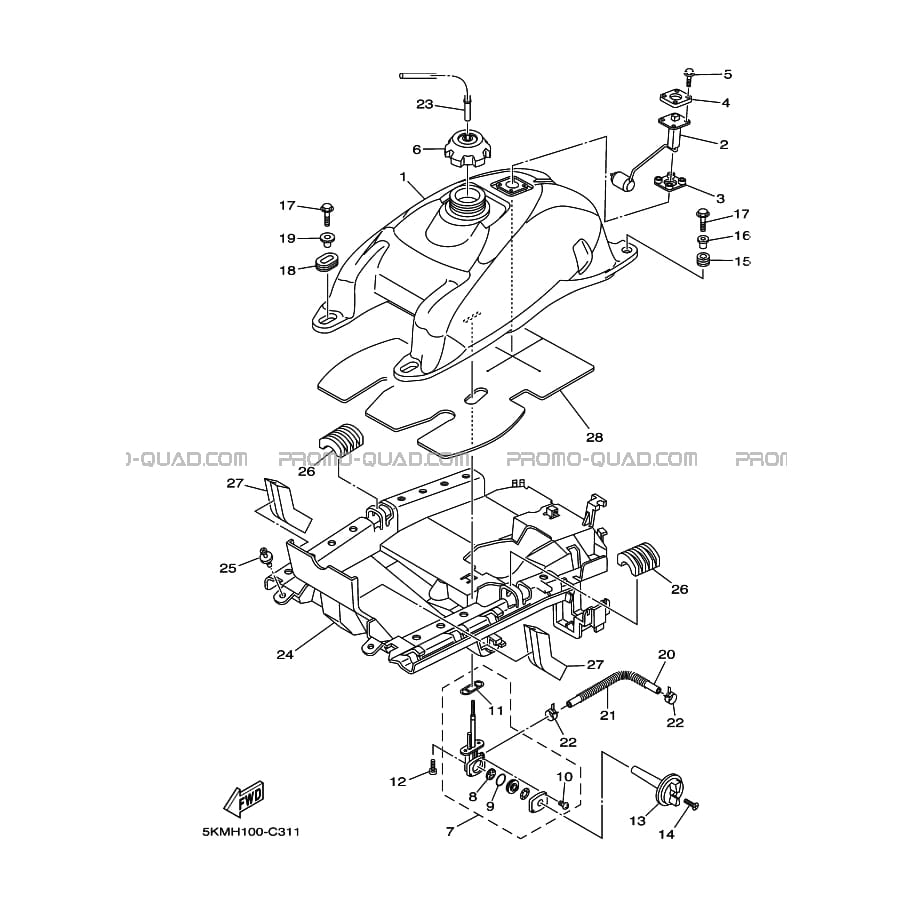 RESERVOIR A ESSENCE  Yamaha  2007 660  pièces OEMRESERVOIR A ESSENCE  Yamaha  2007 660  pièces OEM