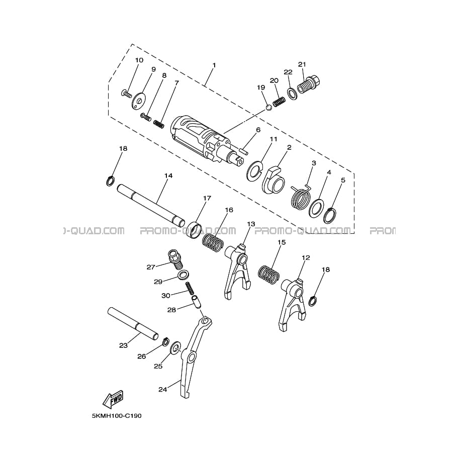 BARILLET DE SELECTION     FOURCHETTES  Yamaha  2007 660  Original parts OEMBARILLET DE SELECTION     FOURCHETTES  Yamaha  2007 660  Original parts OEM