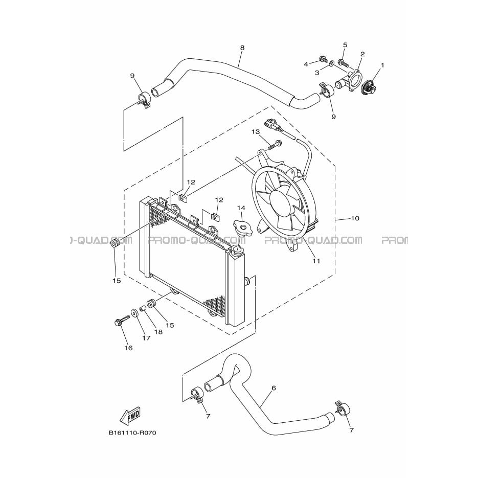 RADIATEUR     DURITES  Yamaha  2016 700  Original parts OEM