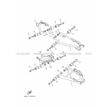 BRAS ARRIERE pour Yamaha 700 2018 KODIAK 700 B16J ROMANTIQUE ROUGE