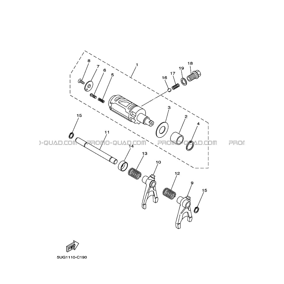BARILLET DE SELECTION     FOURCHETTES  Yamaha  2007 660  Original parts OEMBARILLET DE SELECTION     FOURCHETTES  Yamaha  2007 660  Original parts OEM