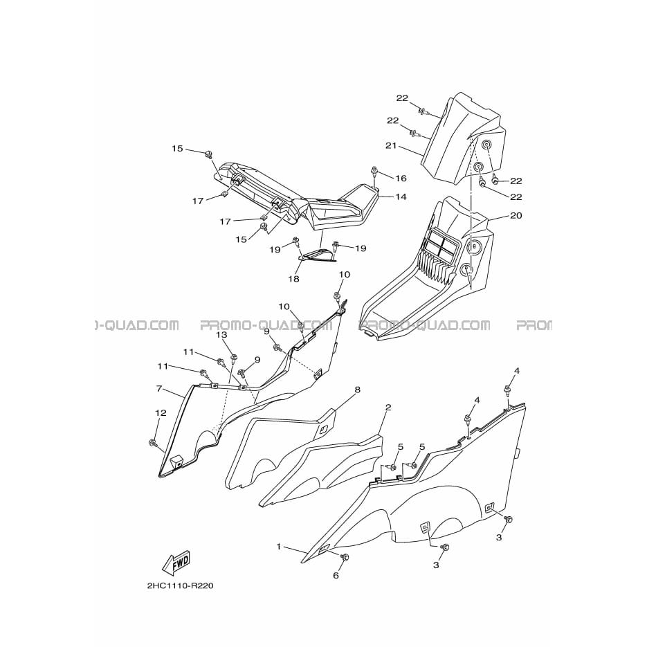COUVERCLE LATERAL 2  Yamaha  2016 1000  Original parts OEM
