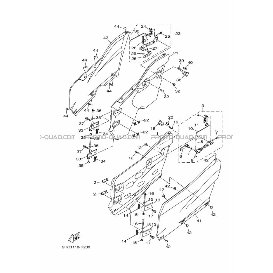 COUVERCLE LATERAL 3  Yamaha  2017 1000  Original parts OEM