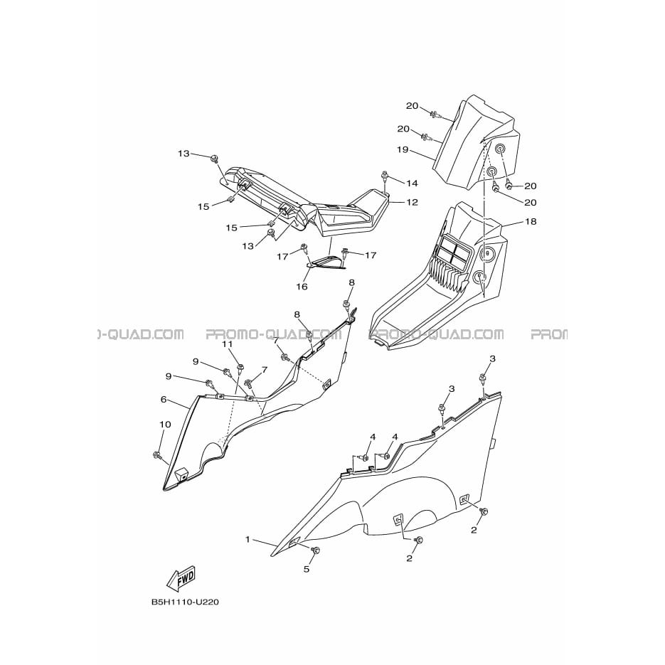COUVERCLE LATERAL 2  Yamaha  2019 1000  pièces OEMCOUVERCLE LATERAL 2  Yamaha  2019 1000  pièces OEM