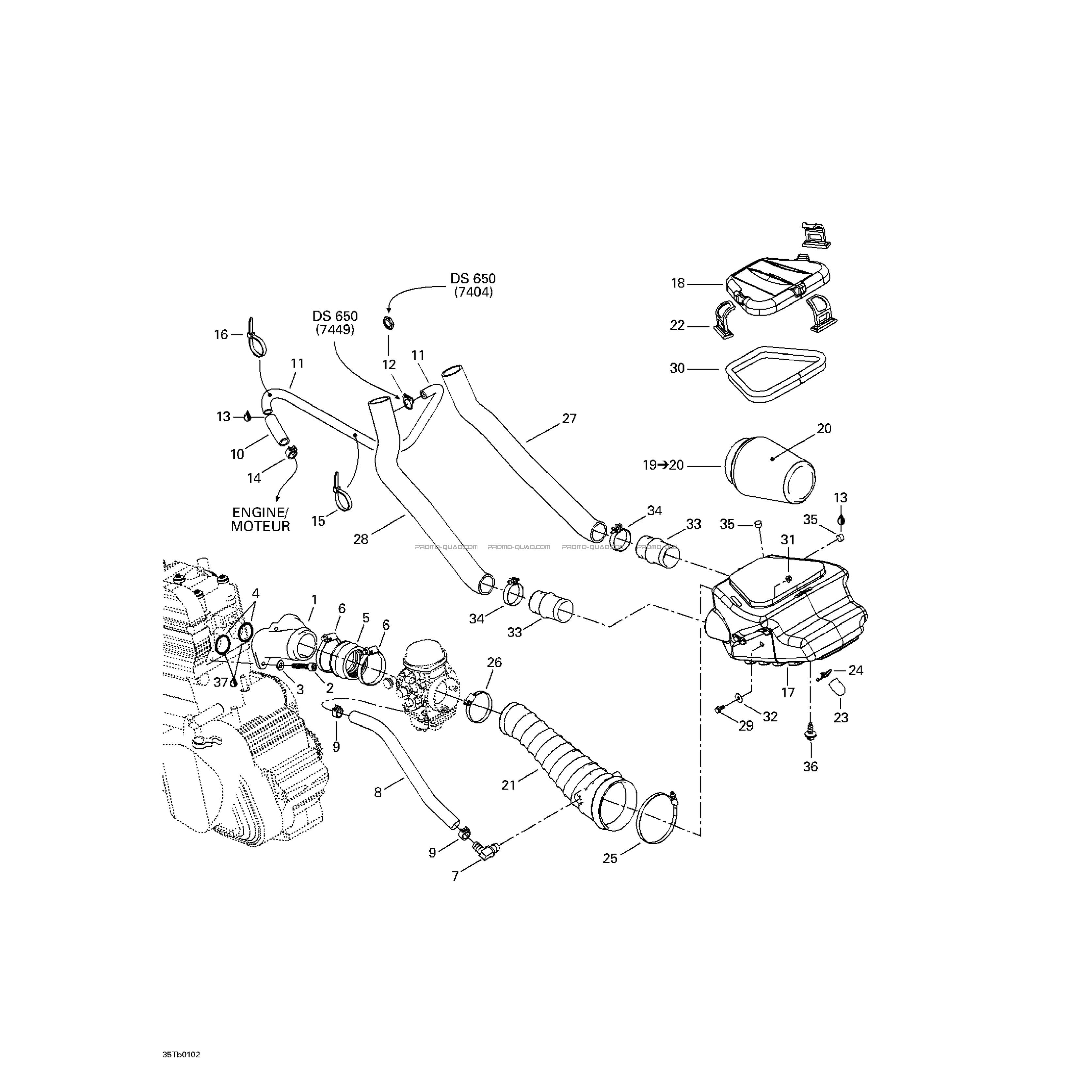 Système Admission Air  Can-am  2001 Toutes les cylindrées  Original parts OEMSystème Admission Air  Can-am  2001 Toutes les cylindrées  Original parts OEM