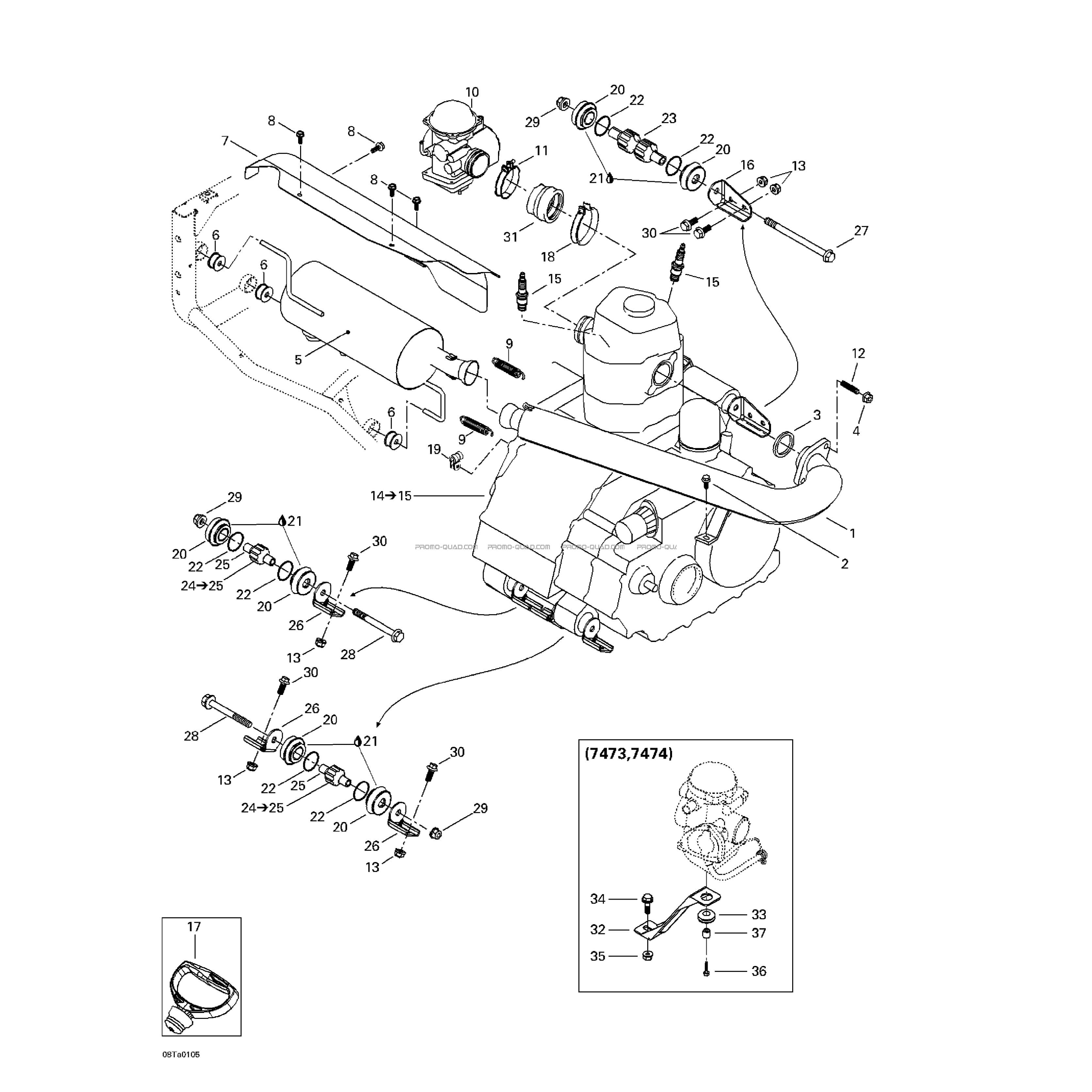 Système Échappement  Can-am  2001 Toutes les cylindrées  Original parts OEMSystème Échappement  Can-am  2001 Toutes les cylindrées  Original parts OEM