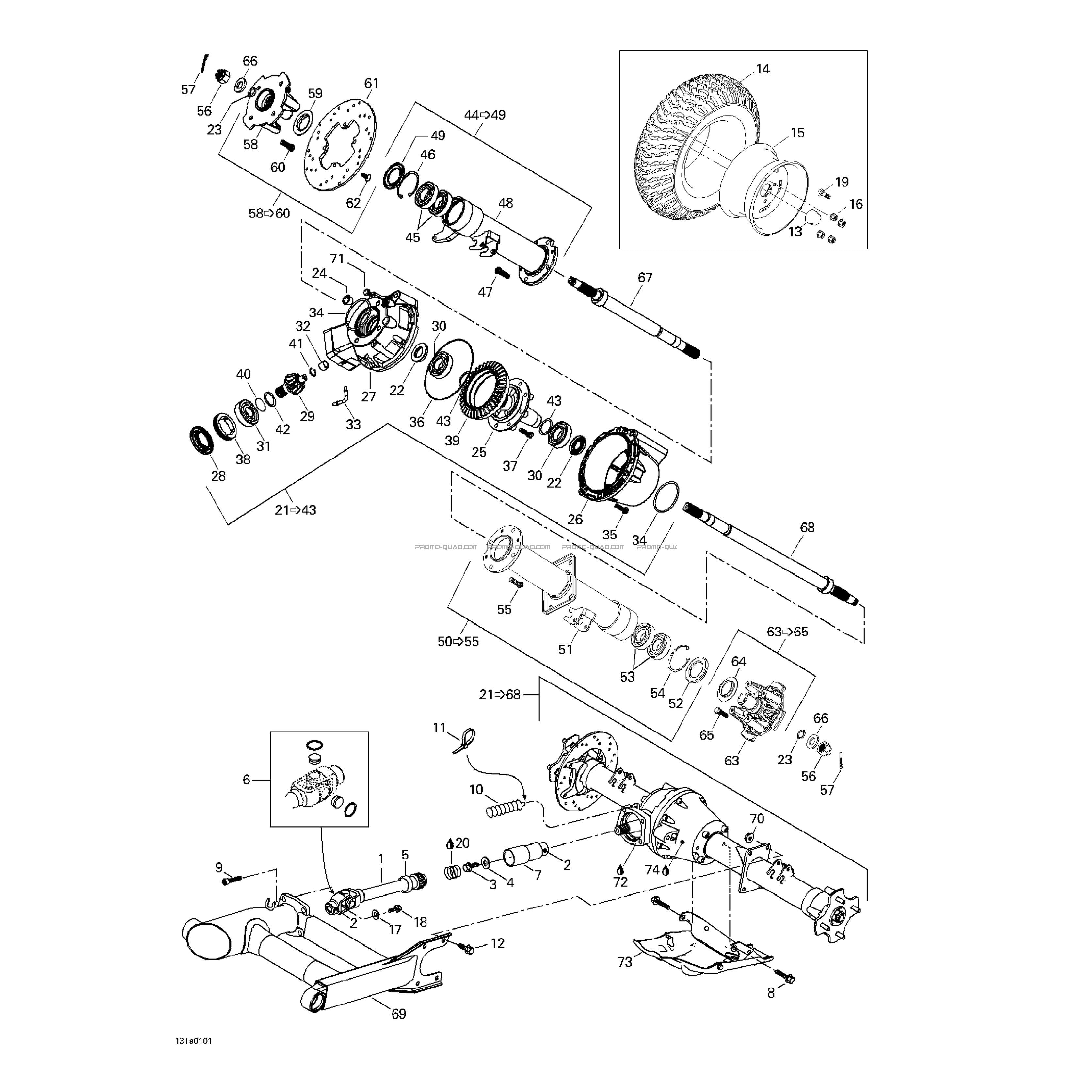 Système Entraînement Arrière  Can-am  2001 Toutes les cylindrées  Original parts OEMSystème Entraînement Arrière  Can-am  2001 Toutes les cylindrées  Original parts OEM