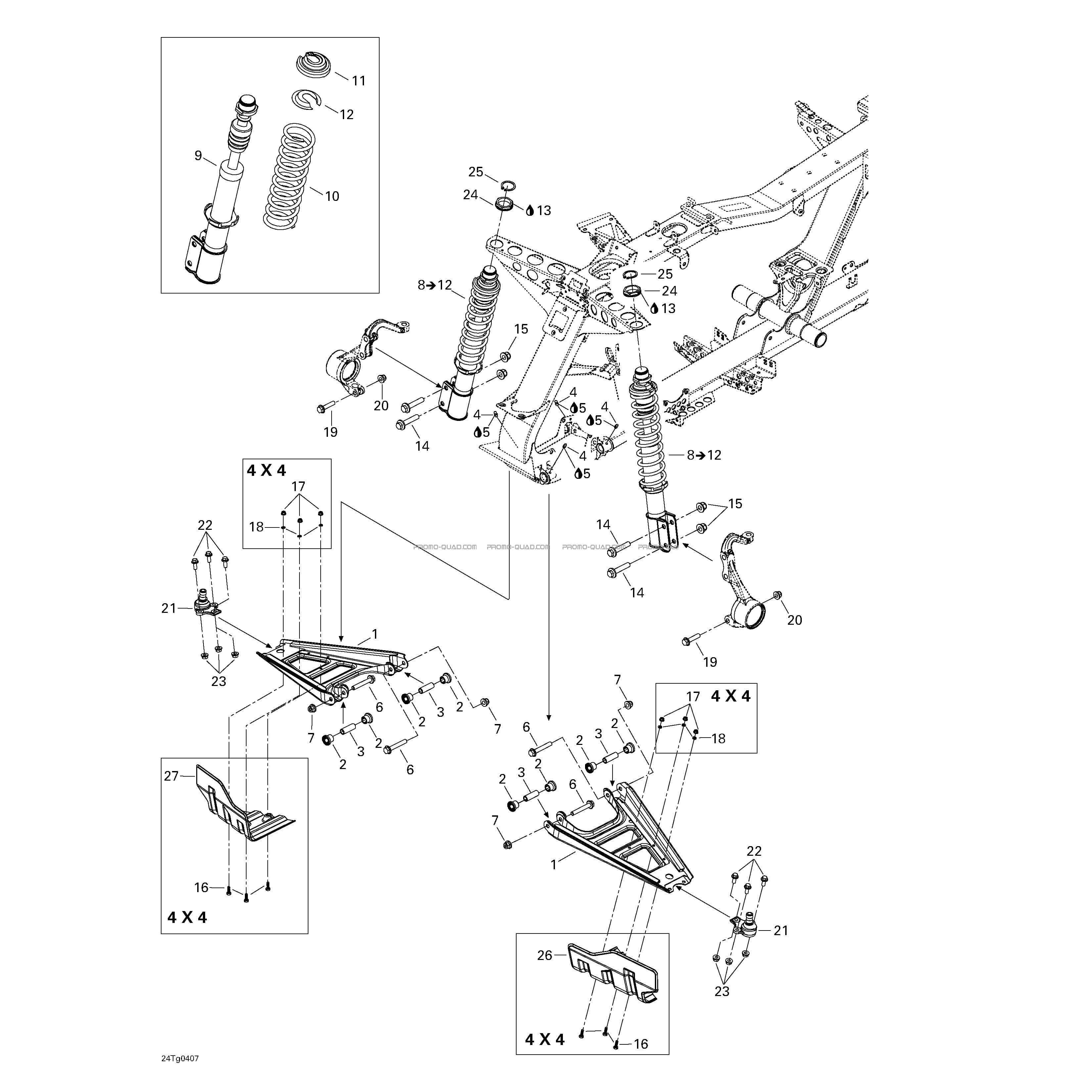 Suspension Avant  Can-am  2004 Toutes les cylindrées  pièces OEMSuspension Avant  Can-am  2004 Toutes les cylindrées  pièces OEM