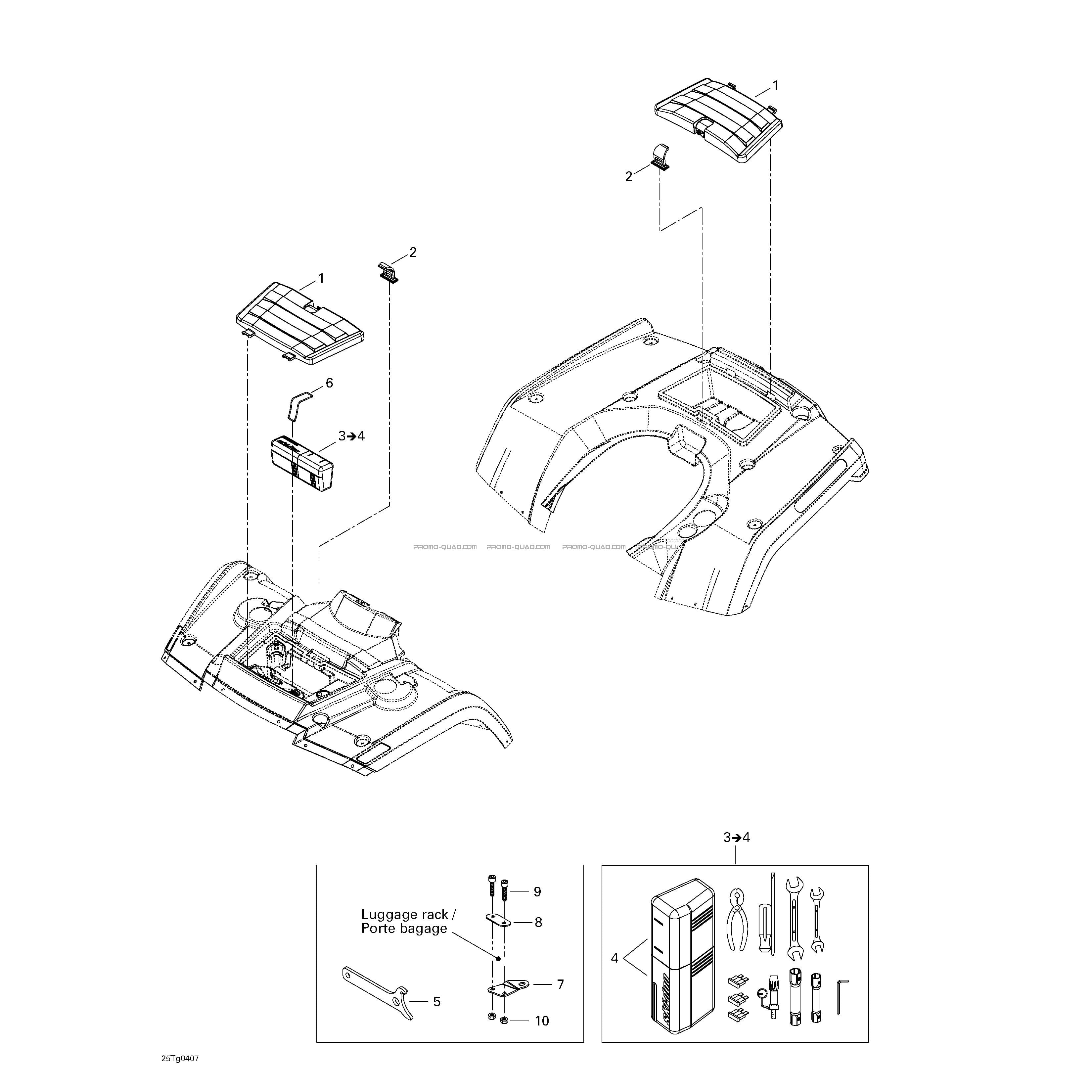 Compartiments Avant Et Arrière  Can-am  2004 Toutes les cylindrées  Original parts OEMCompartiments Avant Et Arrière  Can-am  2004 Toutes les cylindrées  Original parts OEM