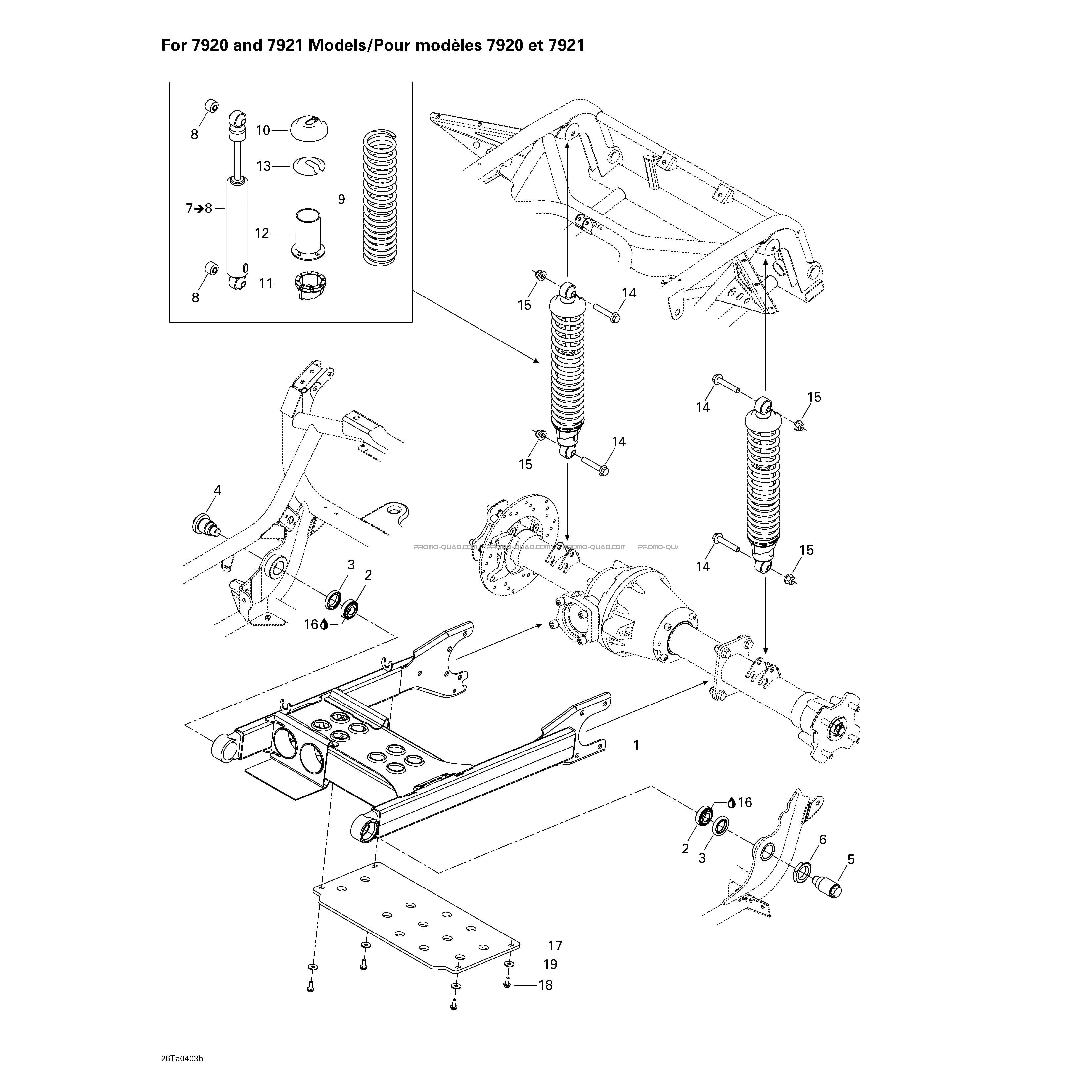 Suspension Arrière (pour Modèles 7920 Et 7921)  Can-am  2004 Toutes les cylindrées  Original parts OEMSuspension Arrière (pour Modèles 7920 Et 7921)  Can-am  2004 Toutes les cylindrées  Original parts OEM