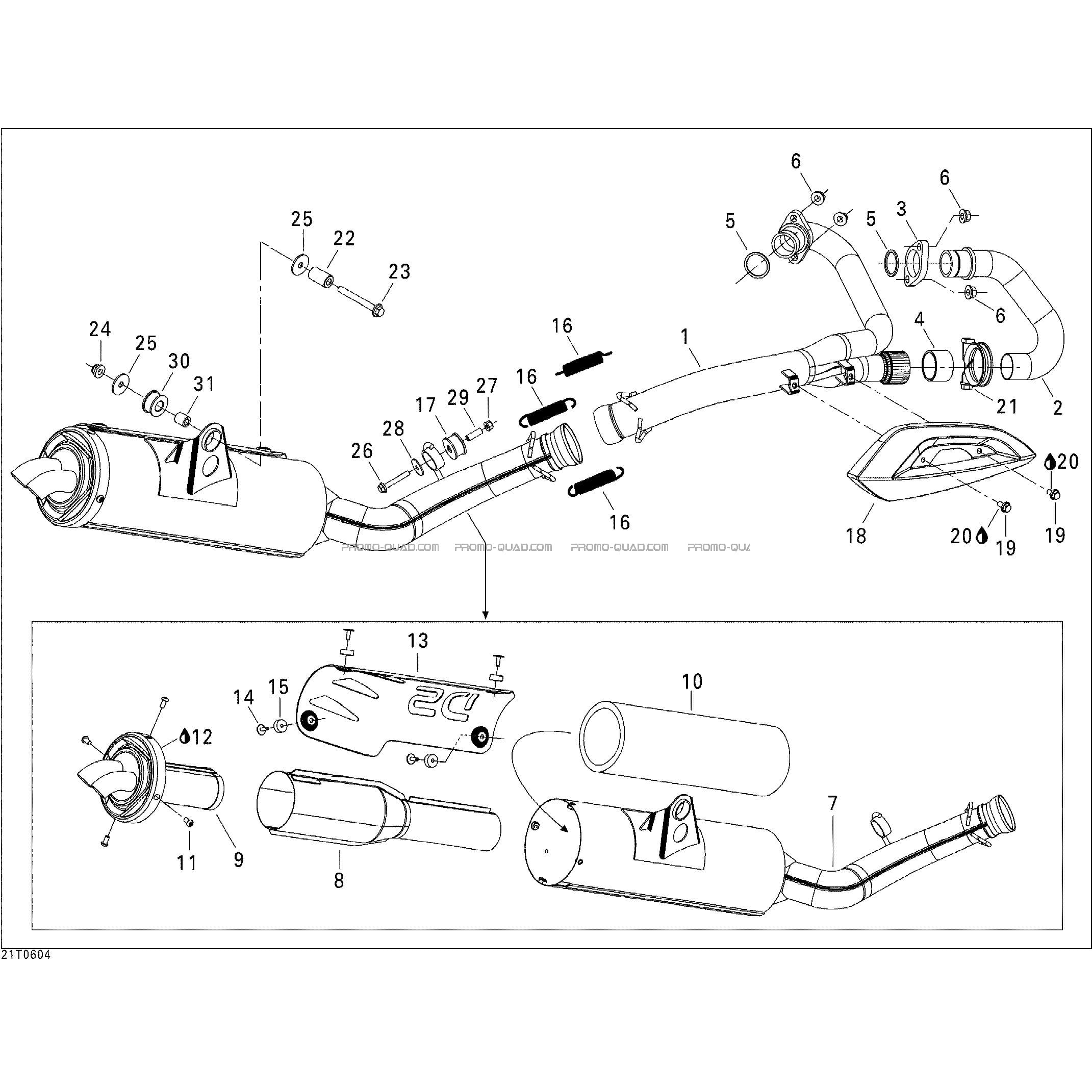 Système Échappement  Can-am  2006 Toutes les cylindrées  Original parts OEMSystème Échappement  Can-am  2006 Toutes les cylindrées  Original parts OEM
