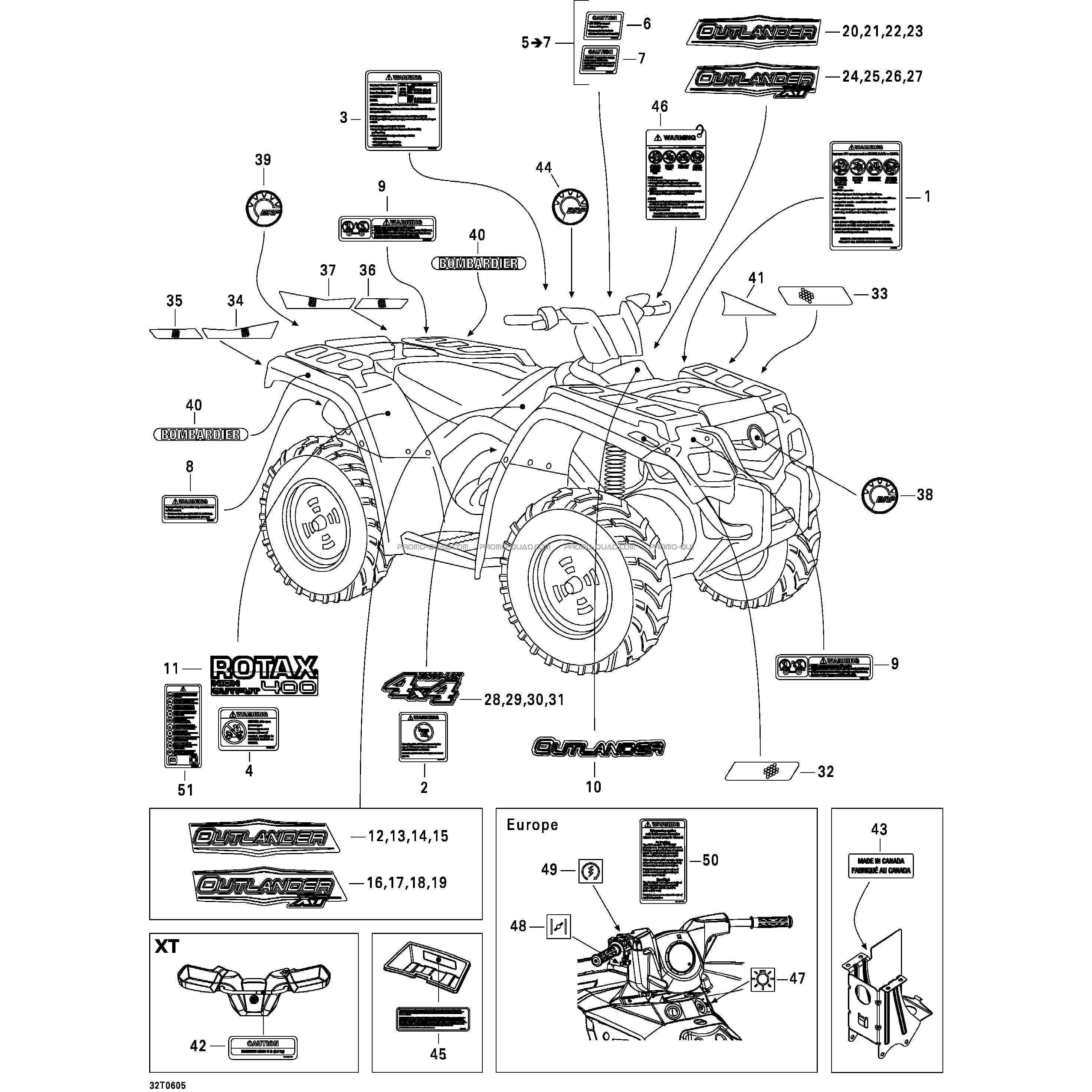 Décalques STD  Can-am  2006 Toutes les cylindrées  Original parts OEMDécalques STD  Can-am  2006 Toutes les cylindrées  Original parts OEM