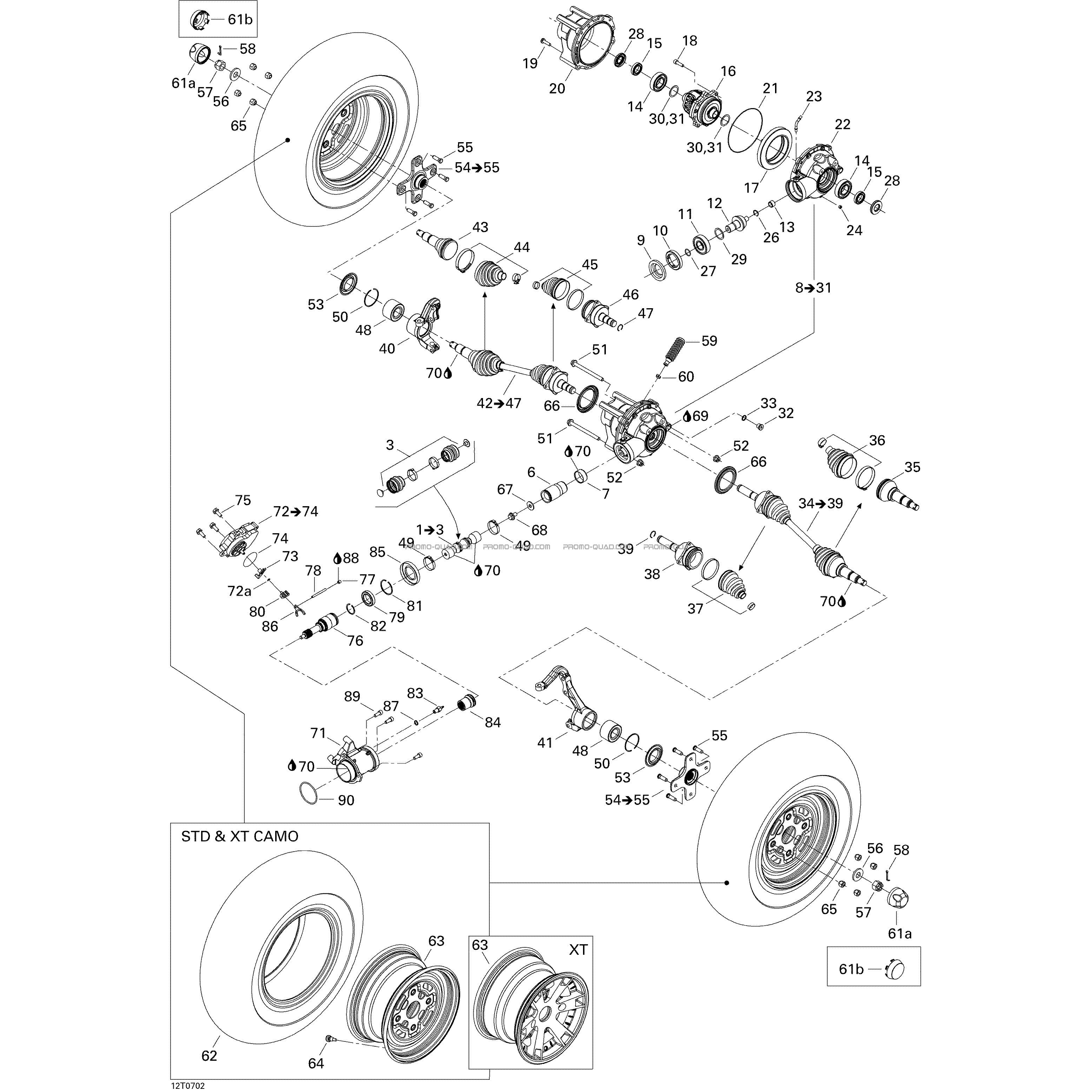 Système Entraînement Avant STD  Can-am  2007 Toutes les cylindrées  Original parts OEMSystème Entraînement Avant STD  Can-am  2007 Toutes les cylindrées  Original parts OEM