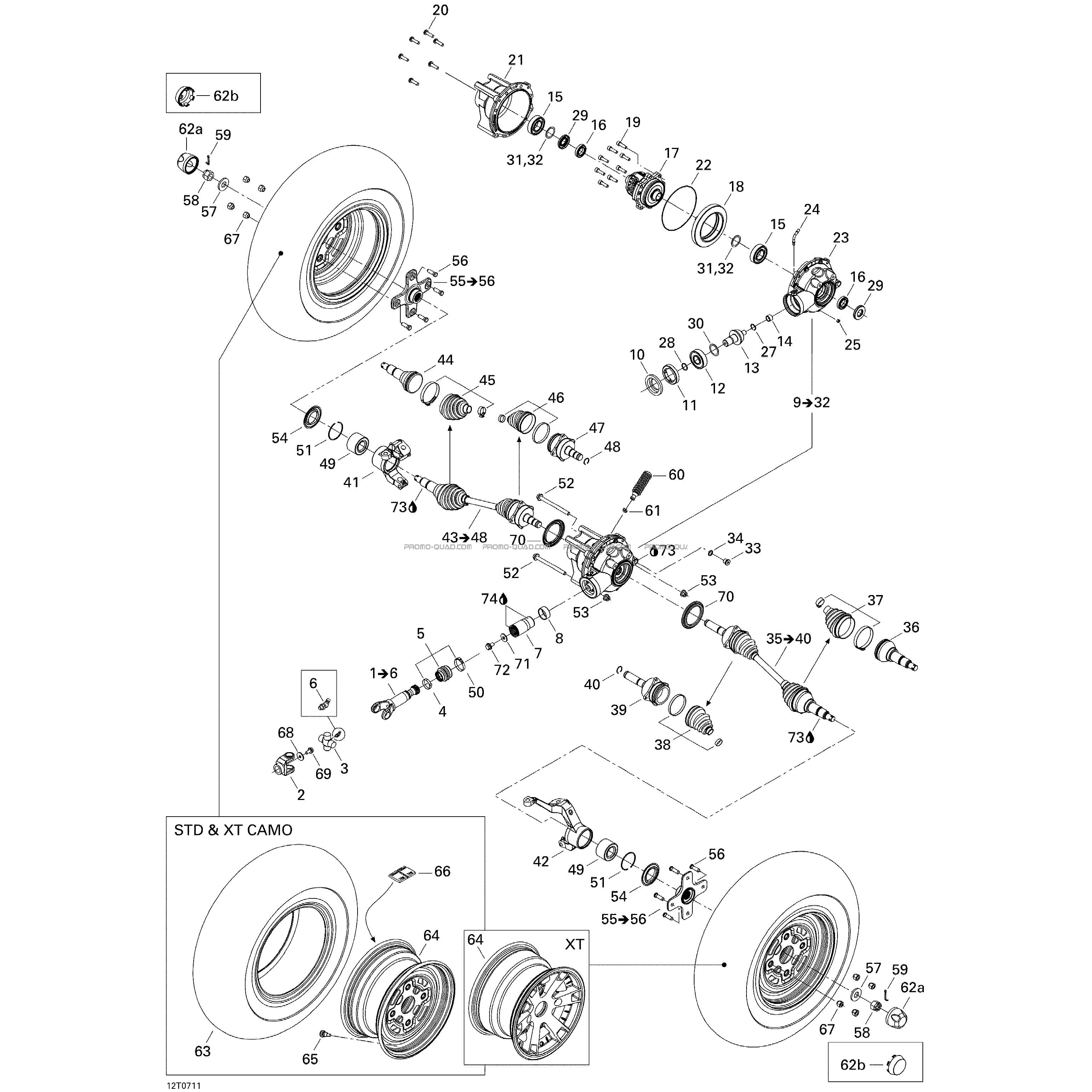 Système Entraînement Avant XT  Can-am  2007 Toutes les cylindrées  Original parts OEMSystème Entraînement Avant XT  Can-am  2007 Toutes les cylindrées  Original parts OEM
