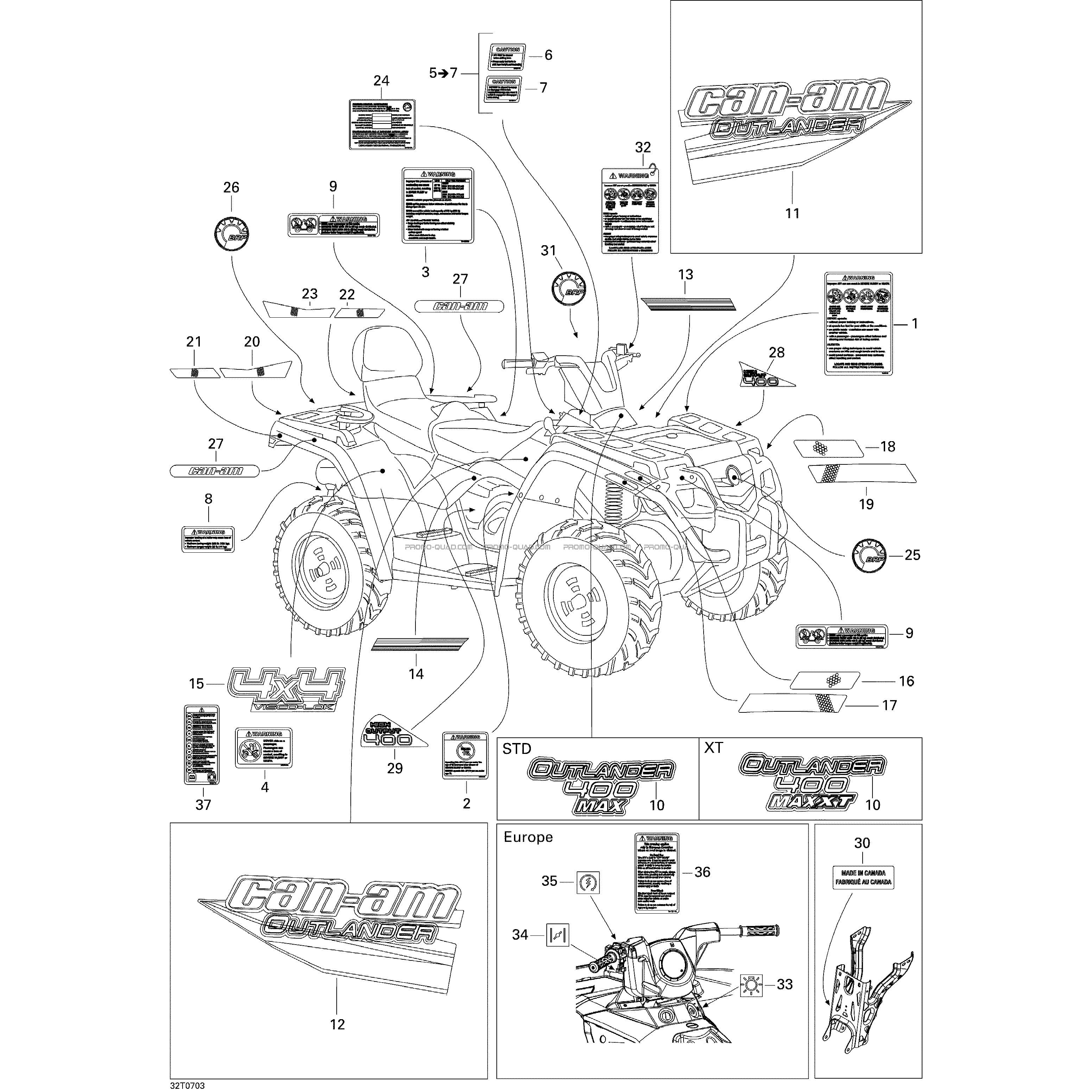 Décalques STD  Can-am  2007 Toutes les cylindrées  pièces OEMDécalques STD  Can-am  2007 Toutes les cylindrées  pièces OEM