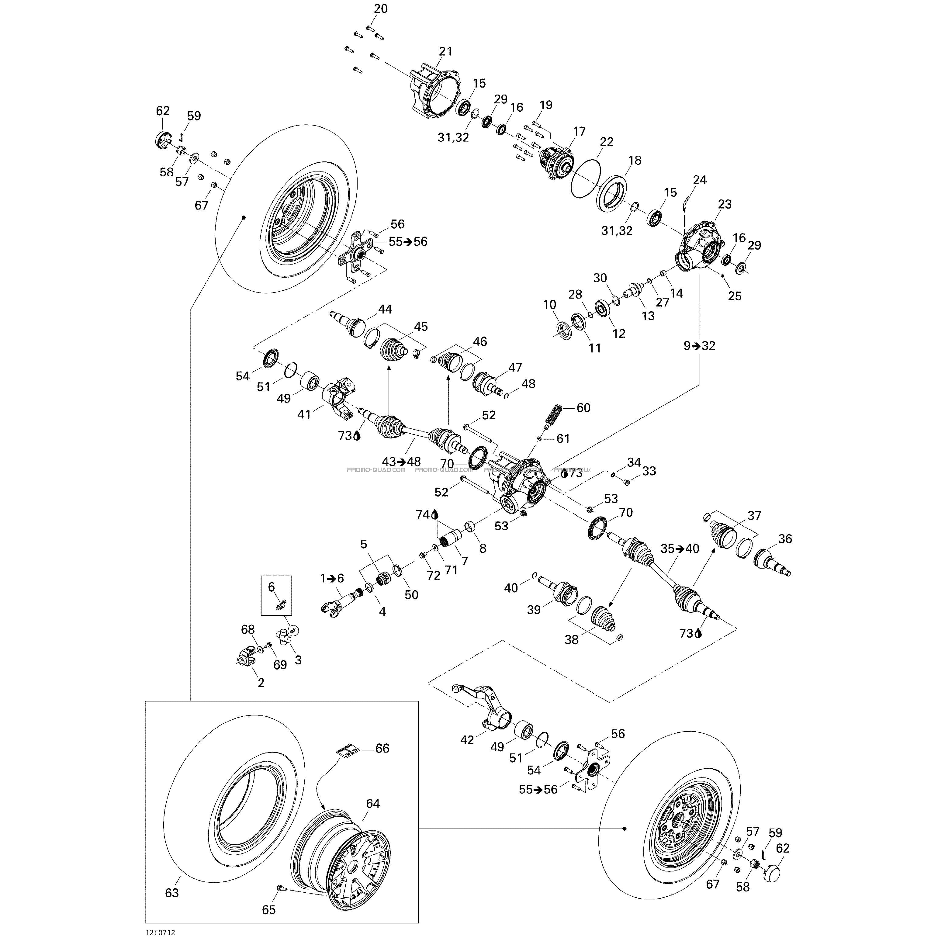 Système Entraînement Avant  Can-am  2007 Toutes les cylindrées  Original parts OEMSystème Entraînement Avant  Can-am  2007 Toutes les cylindrées  Original parts OEM
